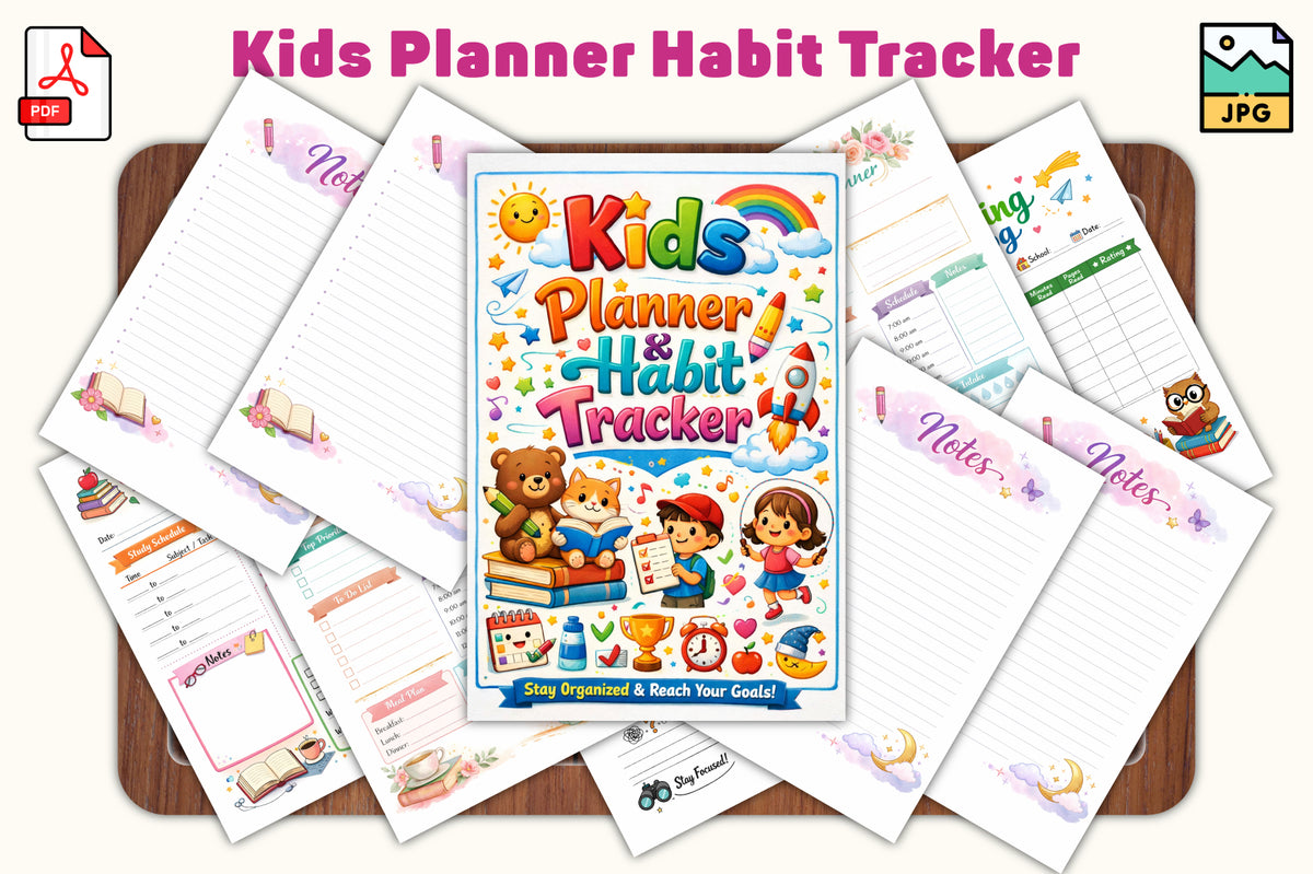 Kids Planner & Habit Tracker β 29-Page Digital Printable
