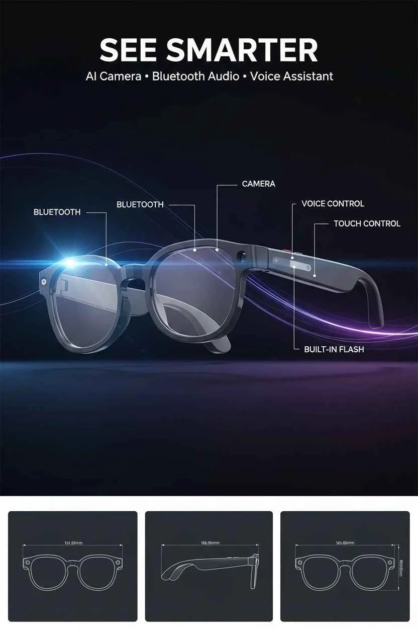 AI Smart Glasses – 4K Camera, Bluetooth 5.3, Real-Time AI Translation