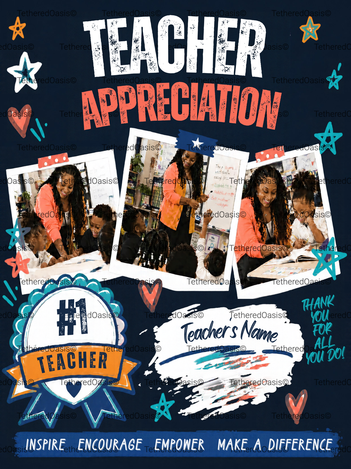 Teacher Appreciation Printable Poster – 24 × 36 – Custom Colors