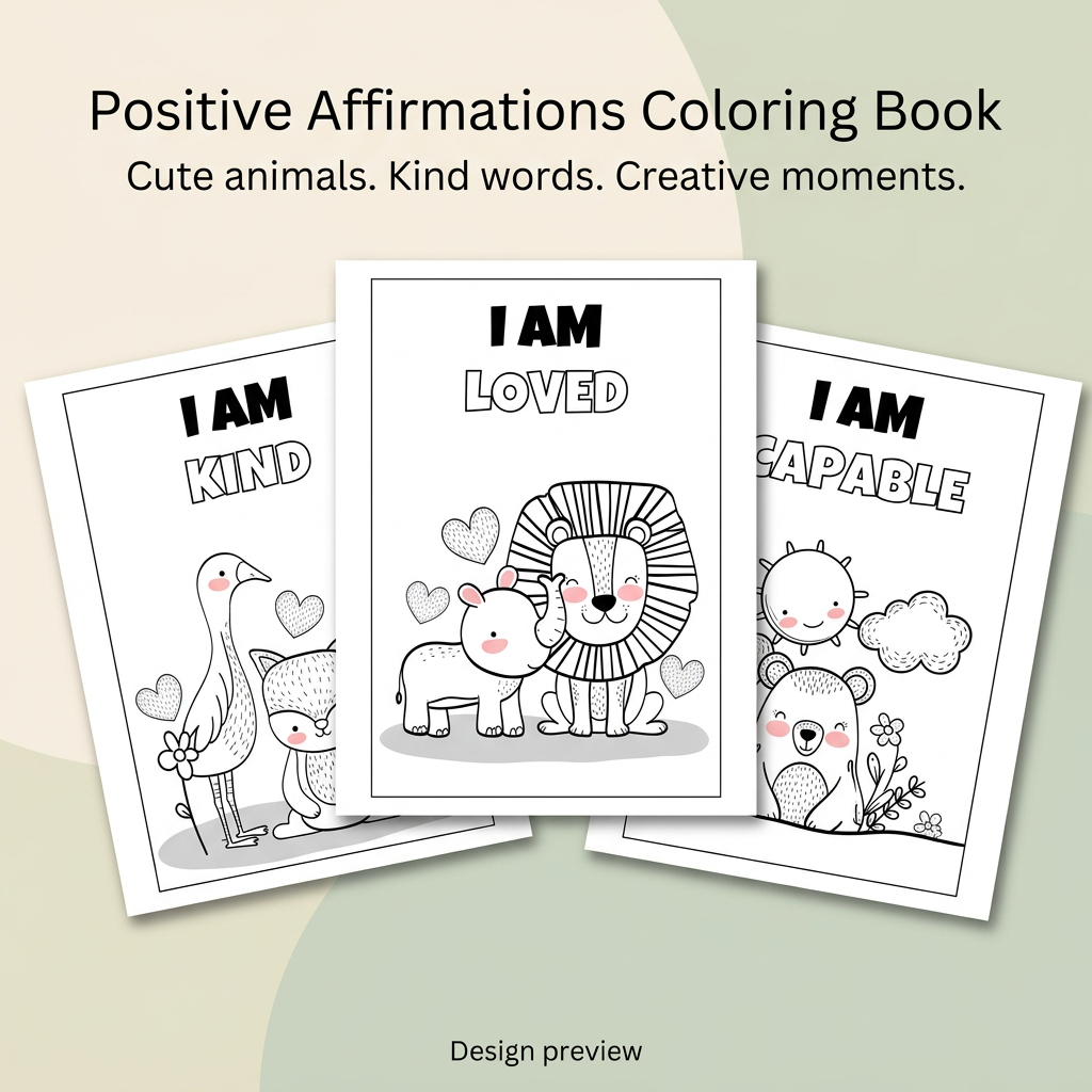 Animal Positive Affirmations Coloring Book for Kids