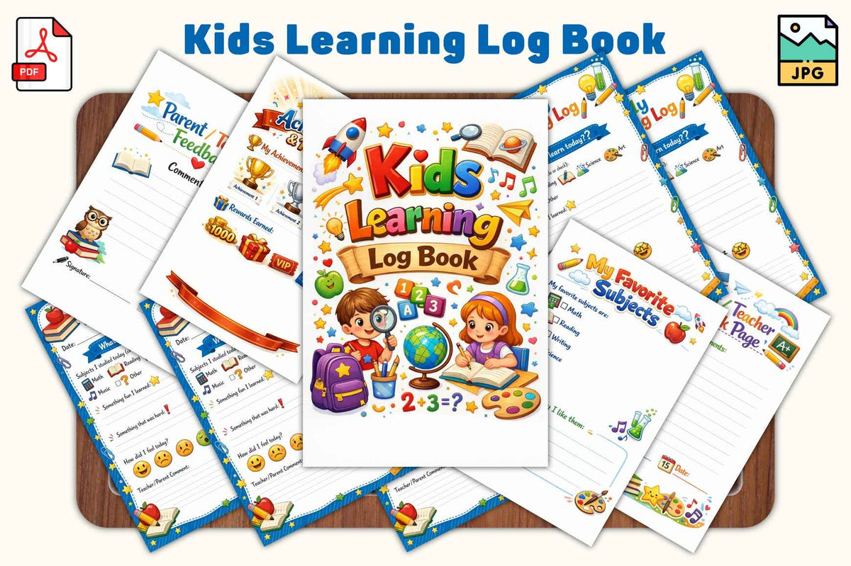 Kids Learning Log Book — 30-Page Digital Printable