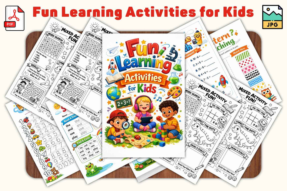 Fun Learning Activities for Kids — 30-Page Digital Printable Workbook
