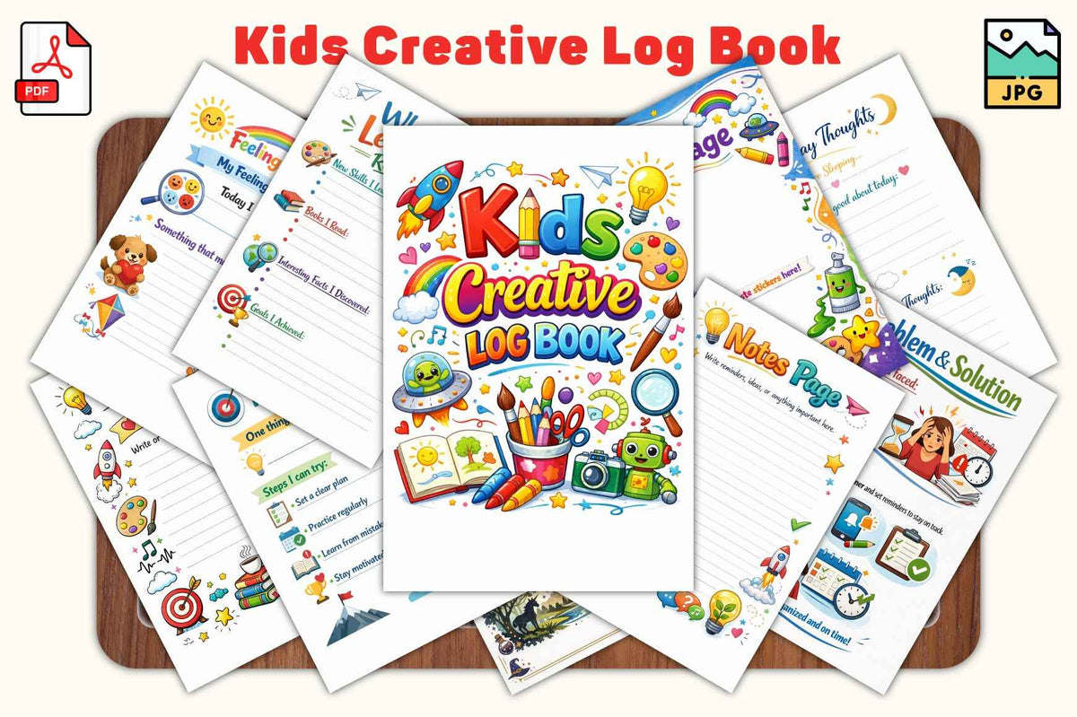 Kids Creative Log Book — 30-Page Digital Printable