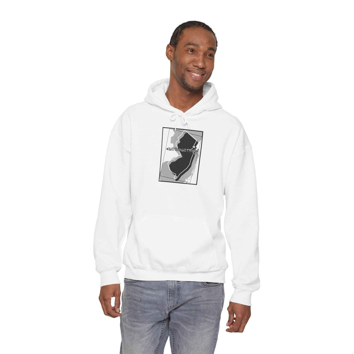 Limited Edition BAYONNESTRONG™ Hoodie — Minimalist New Jersey State Map Sweatshirt