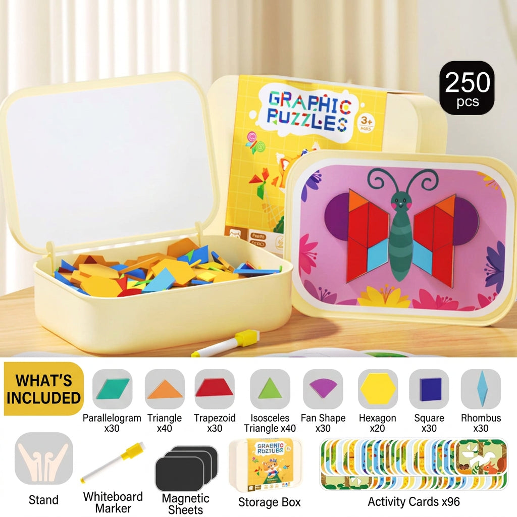 250-Piece Magnetic Learning Board Set with Storage Box