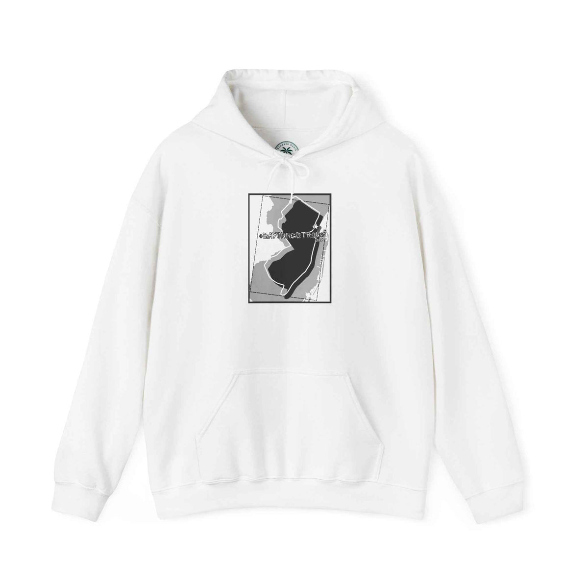 Limited Edition BAYONNESTRONG™ Hoodie — Minimalist New Jersey State Map Sweatshirt