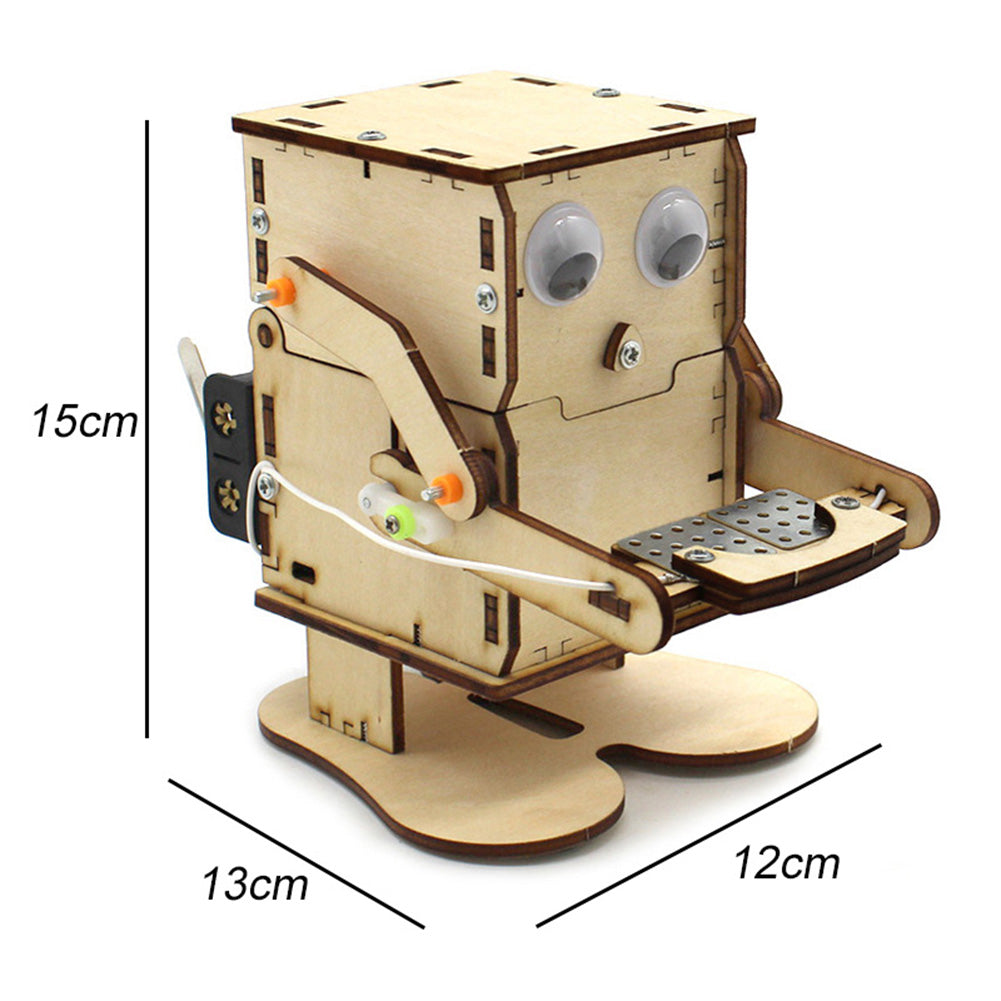 Robot Coin-Eating Wooden DIY Model for STEM Education