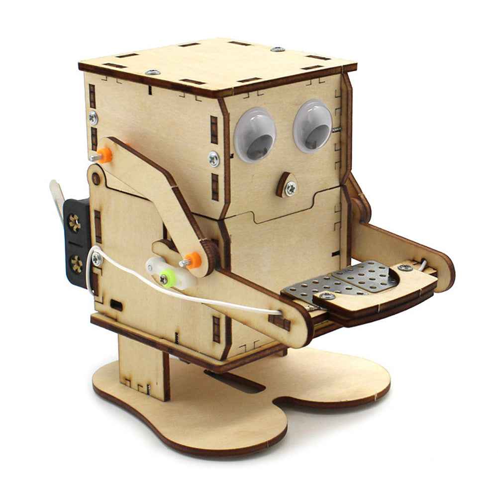 Robot Coin-Eating Wooden DIY Model for STEM Education