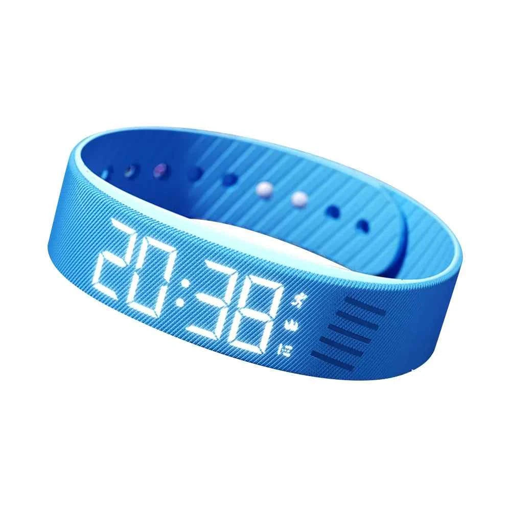 LED Digital Alarm Clock Watch Snooze-proof Alarm Bracelet with Running Pedometer Waterproof Vibrating Alarm