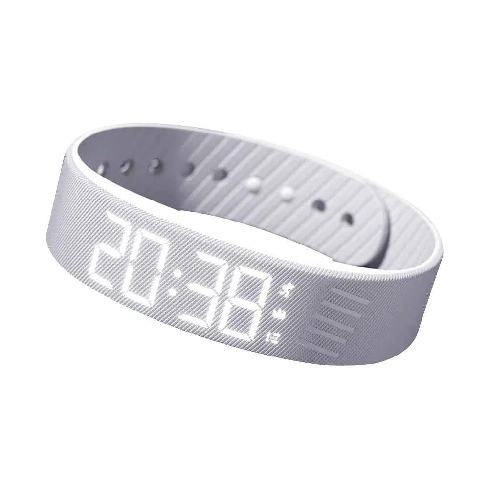 LED Digital Alarm Clock Watch Snooze-proof Alarm Bracelet with Running Pedometer Waterproof Vibrating Alarm