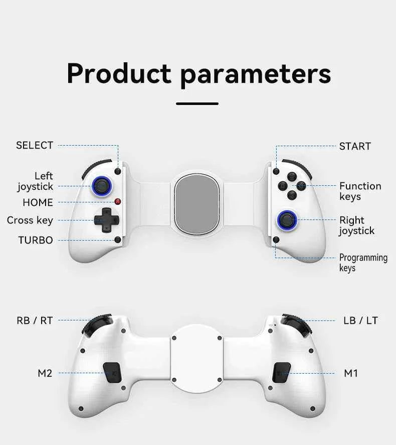 Telescopic Wireless Gamepad Controller – Bluetooth 5.2, Hall Effect Joystick, Switch/Android/iOS/PS3/PS4/Xbox