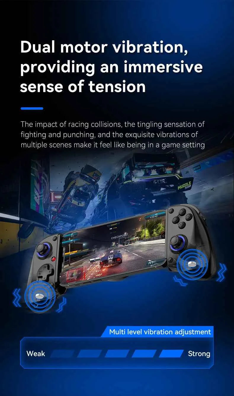 Telescopic Wireless Gamepad Controller – Bluetooth 5.2, Hall Effect Joystick, Switch/Android/iOS/PS3/PS4/Xbox