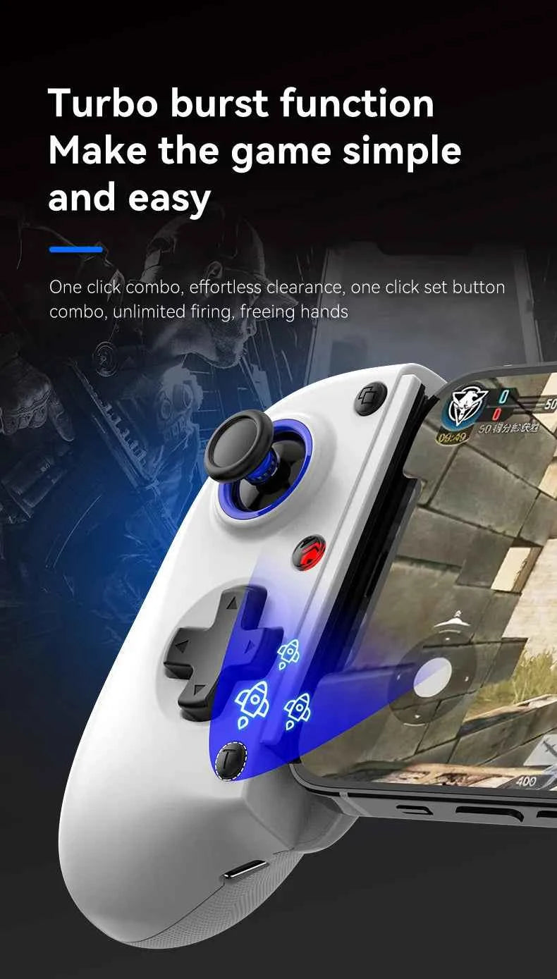 Telescopic Wireless Gamepad Controller – Bluetooth 5.2, Hall Effect Joystick, Switch/Android/iOS/PS3/PS4/Xbox