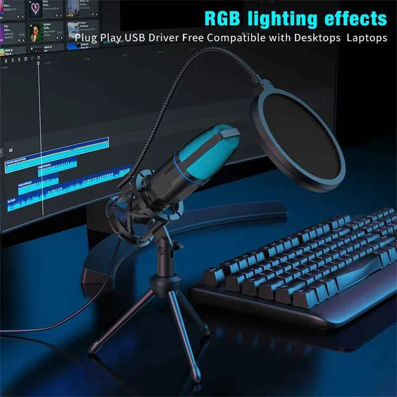 USB RGB Condenser Microphone for Gaming, Podcasting & Streaming