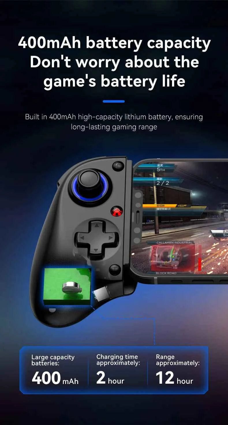 Telescopic Wireless Gamepad Controller – Bluetooth 5.2, Hall Effect Joystick, Switch/Android/iOS/PS3/PS4/Xbox