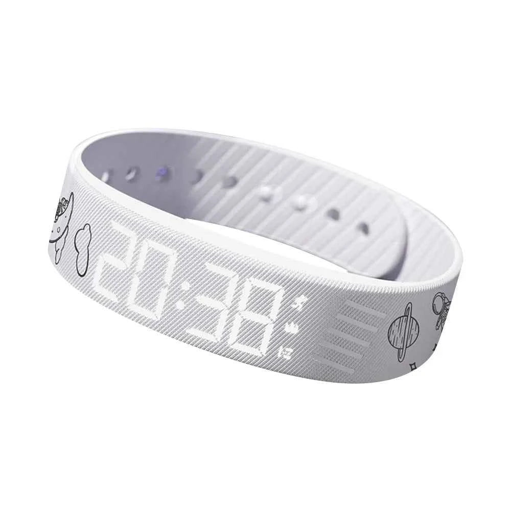 LED Digital Alarm Clock Watch Snooze-proof Alarm Bracelet with Running Pedometer Waterproof Vibrating Alarm