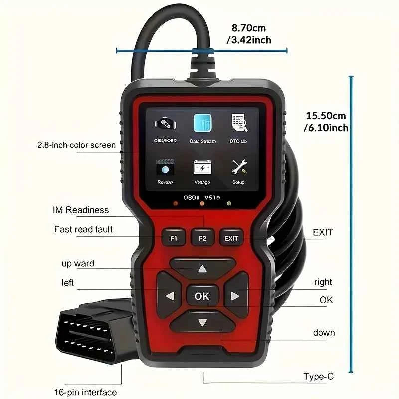 Professional OBD2 Scanner – USB-Powered Car Diagnostic Tool