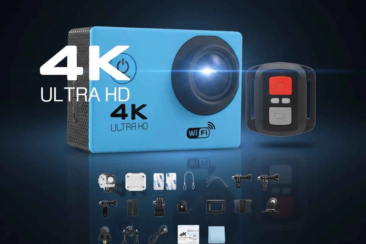 4K Action Camera – Waterproof 30M, WiFi, 170° Wide Angle, 2" Touch Screen