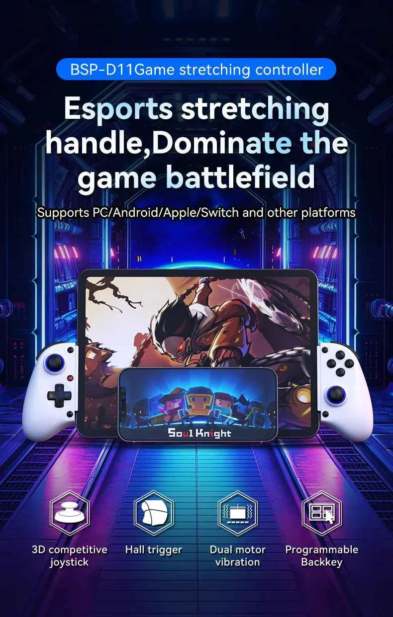 Telescopic Wireless Gamepad Controller – Bluetooth 5.2, Hall Effect Joystick, Switch/Android/iOS/PS3/PS4/Xbox
